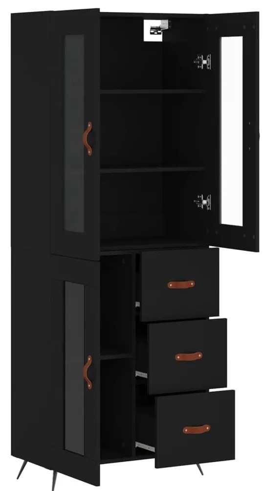 vidaXL Ντουλάπι Μαύρο 69,5x34x180 εκ. από Επεξεργασμένο Ξύλο