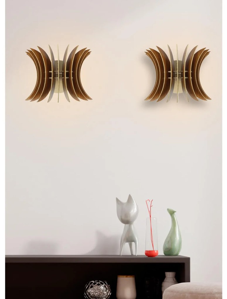 Σετ απλίκες τοίχου C7380.02 2 τμχ Ξύλινες απο MDF Καρυδί 28x20x20Υεκ. 28x20x20 εκ.