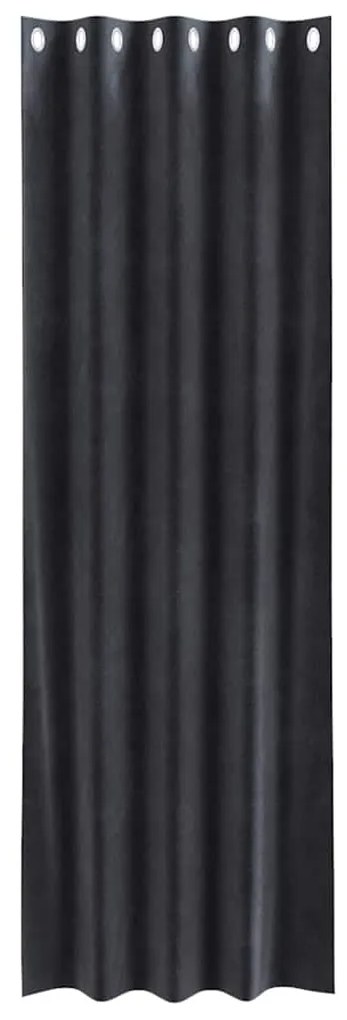 vidaXL Κουρτίνες με κουρτίνες 2 pcs Σκούρο γκρι 140 x 225 cm Βελούδο