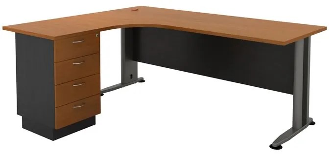 SUPERIOR COMPACT Αριστερή Γωνία - Απόχρωση Dark Grey - Cherry  180x70x75 / 150x60x75cm [-Γκρί Σκούρο/Κερασί-] [-Μέταλλο/Melamine-] ΕΟ995L,1