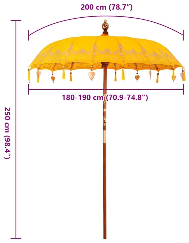 vidaXL Ομπρέλα ηλίου Κίτρινο (210-220) x 260 εκ