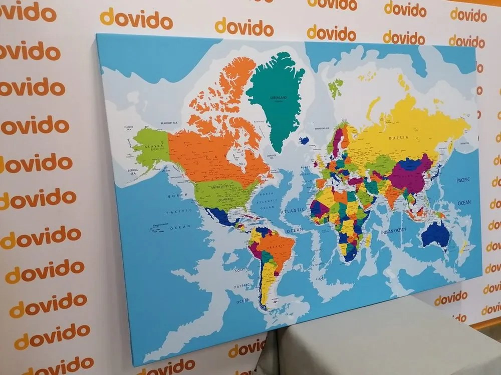 Εικόνα στον παγκόσμιο χάρτη χρώματος φελλού - 90x60  peg