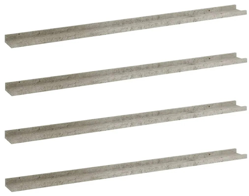 vidaXL Ράφια Τοίχου 4 τεμ. Γκρι Σκυροδέματος 115 x 9 x 3 εκ.