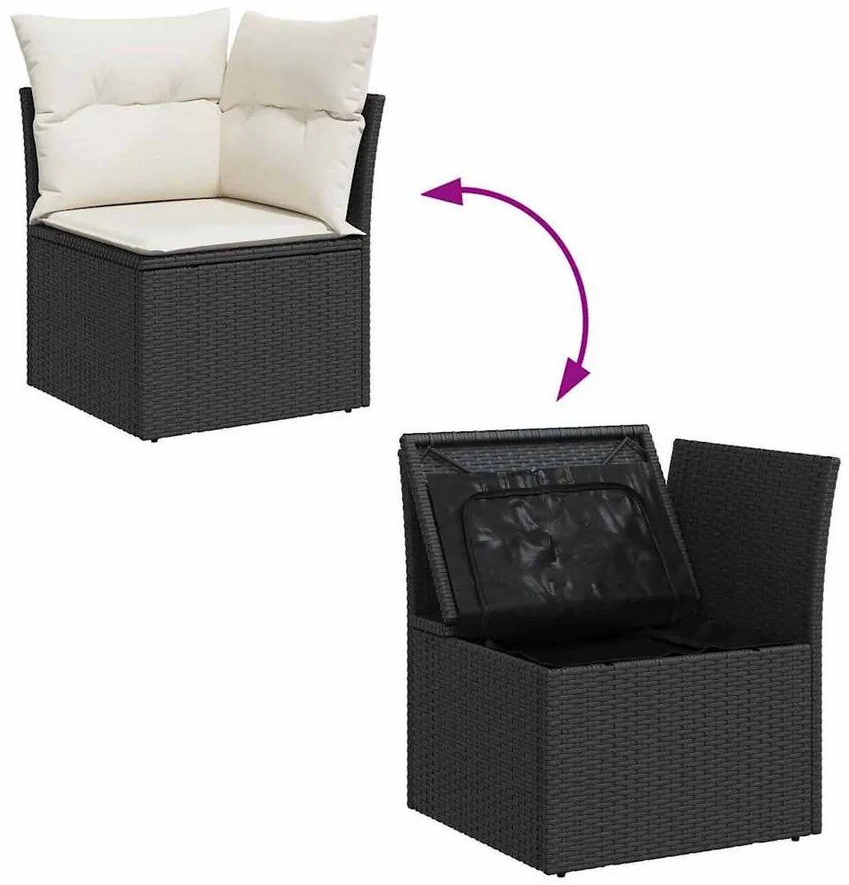 vidaXL Σετ Καναπέ Κήπου με μαξιλάρι 8 pcs Μαύρος, λευκός Πολυ ράταν