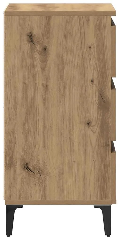 vidaXL Ντουλάπι κρεβατιού με μεταλλικά πόδια Artisan Oak 40x35x69 cm
