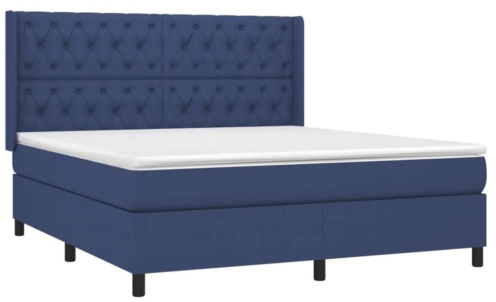 vidaXL Κρεβάτι Boxspring με Στρώμα Μπλε 160x200 εκ. Υφασμάτινο