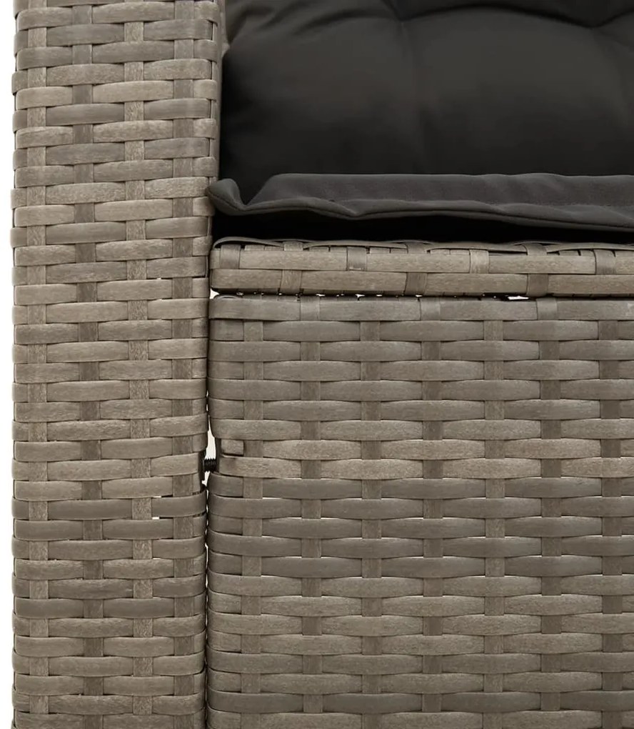 vidaXL Καναπές Κήπου Τριθέσιος Γκρι από Συνθετικό Ρατάν με Μαξιλάρια