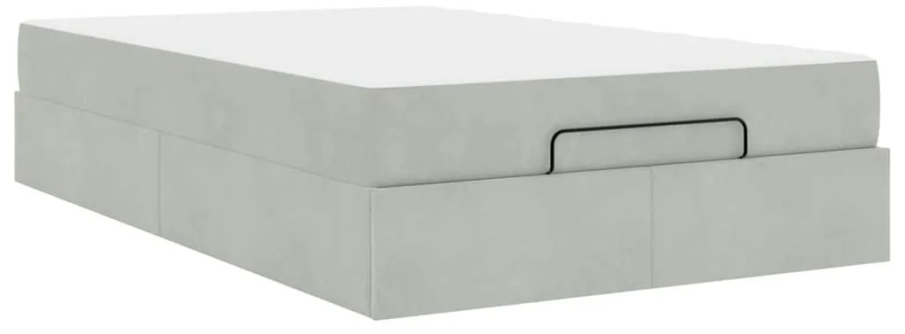 vidaXL Σκελετός κρεβατιού με στρώμα 2 pcs Ανοιχτό γκρι Βελούδο