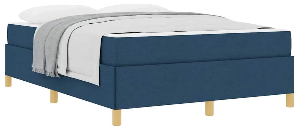 vidaXL Κρεβάτι με ελατήρια Μπλε και άσπρο 160 x 200 cm ύφασμα