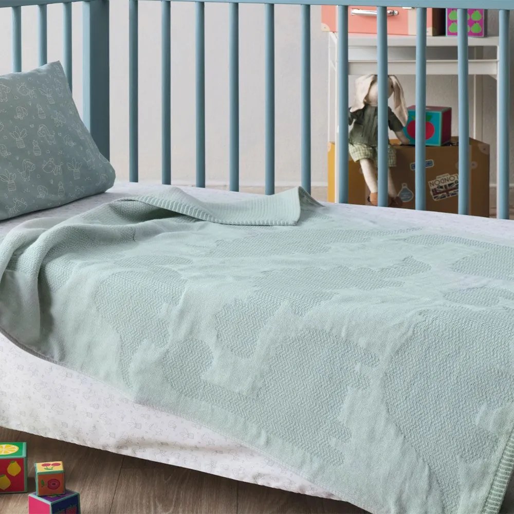 Κουβέρτα Βρεφική Ματλασέ Carmot Mint Kentia Κούνιας 100x140cm 100% Βαμβάκι