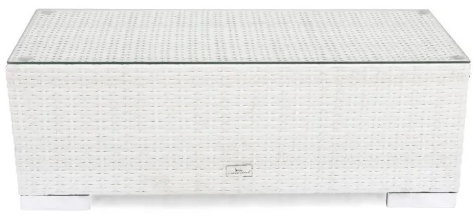 Τραπεζάκι εξωτερικού χώρου Comfort Garden 1379, 32x38x90cm, Άσπρο, Επεξεργασμένο γυαλί, Πλαστικό ψάθινο