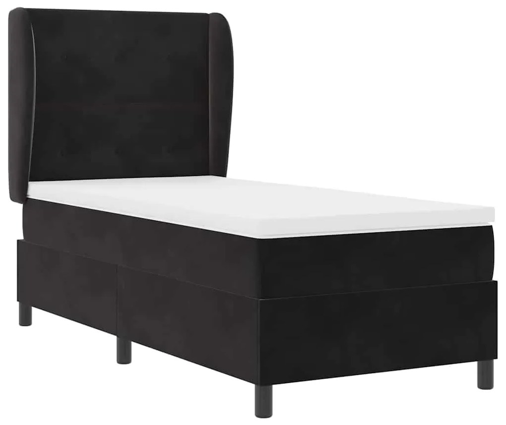 vidaXL Κρεβάτι με ελατήρια με στρώμα Μαύρο 80 x 200 cm Βελούδο