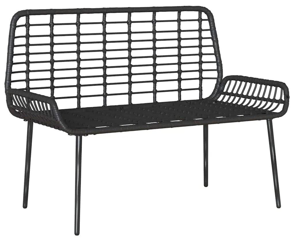 vidaXL Παγκάκι κήπου Μαύρο, Ανθρακί Πολυ rattan, ατσάλι