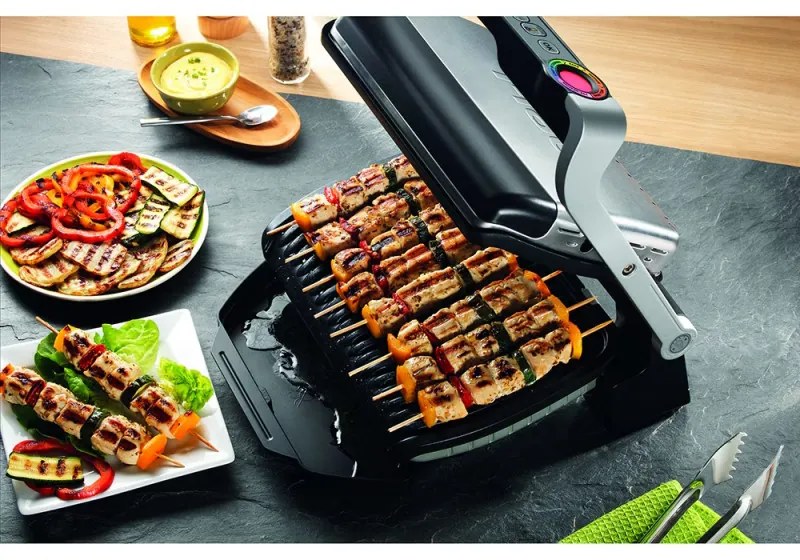 Ηλεκτρική ψησταριά Tefal OptiGrill+ Waffles GC716D12, 2000W, 6 προγράμματα, αντικολλητική επίστρωση Teflon, πλάκες βάφλας, ρύθμιση θερμοκρασίας, Max 275C, Inox