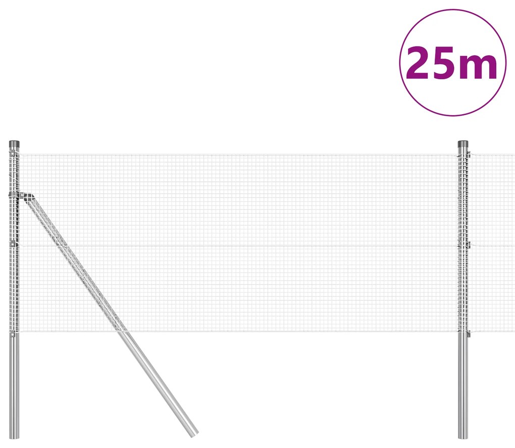 vidaXL Περίφραξη με 13 Στύλους 0.4x25 μ Γαλβανισμένο Ατσάλι