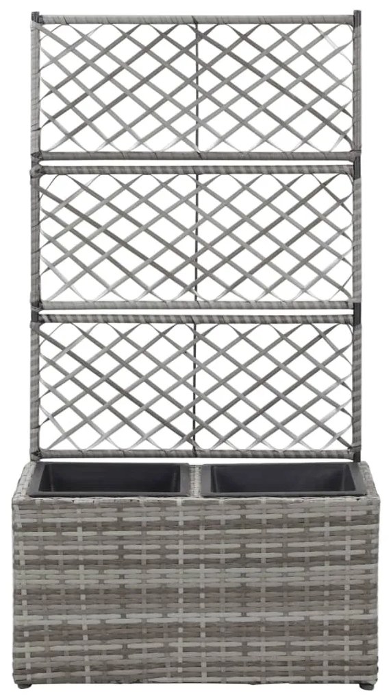 vidaXL Ζαρντινιέρα Υπερυψωμένη+Καφασωτό Γκρι 58x30x107 εκ. Συνθ. Ρατάν