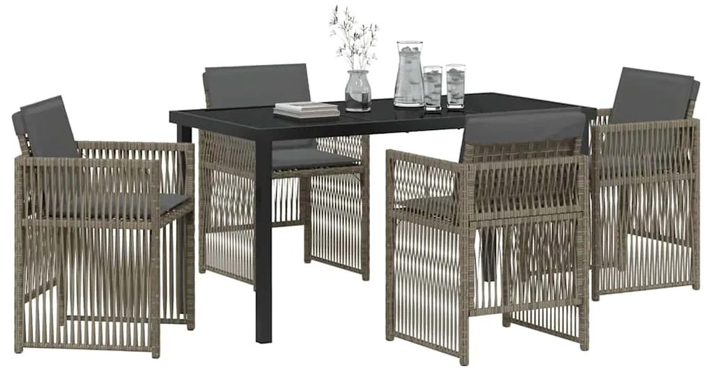 vidaXL Σέτ φαγητού για κήπο 5 pcs Γκρι Χάλυβας με επίστρωση πούδρας