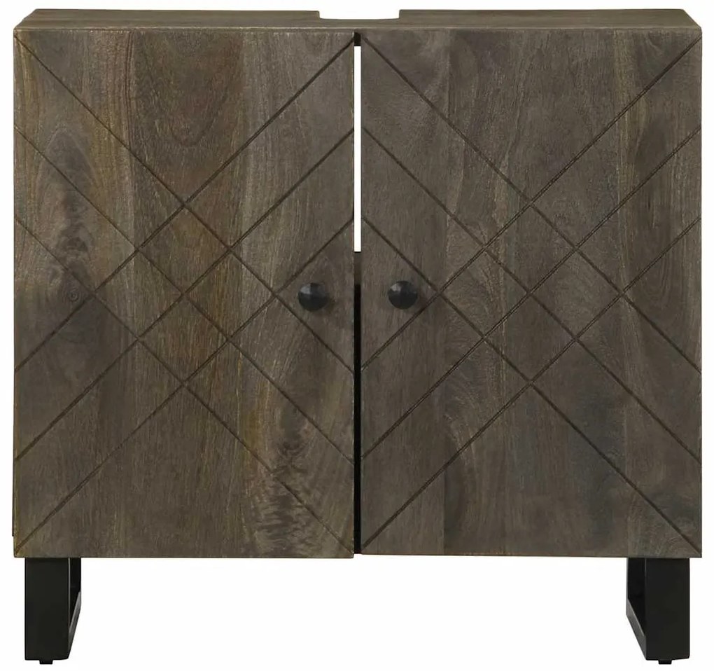 vidaXL νιπτήρας ντουλάπι μαύρο 62x33x58 cm μασίφ ξύλο Μάνγκο