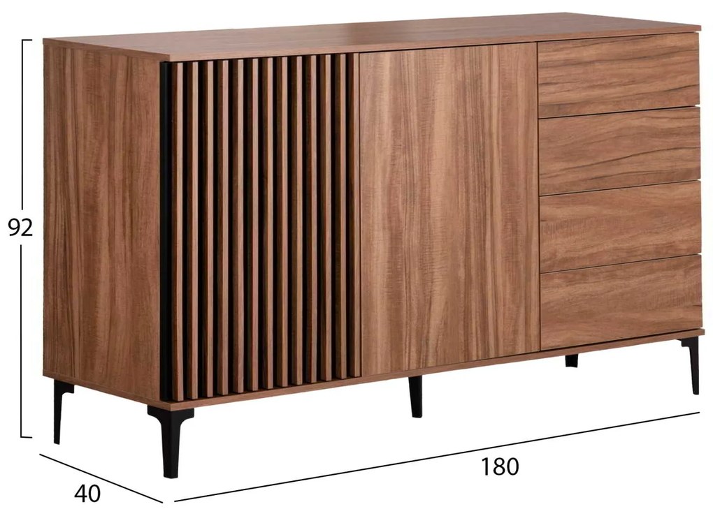 ΜΠΟΥΦΕΣ ΣΕΙΡΑ HARRY HM18006.01 ΜΕΛΑΜΙΝΗ ΦΥΣΙΚΟ ΞΥΛΟΥ-ΜΑΥΡΟ 180x40x92Υεκ.