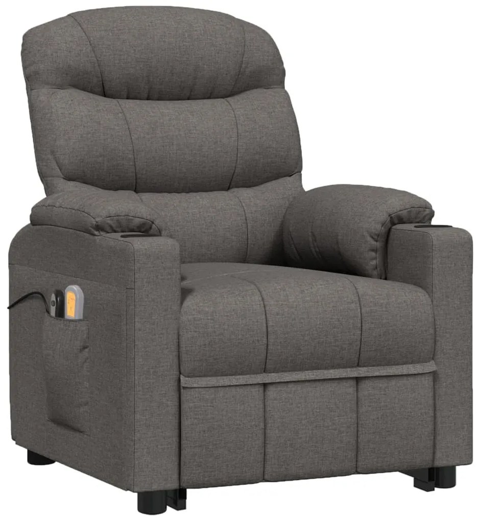 vidaXL Πολυθρόνα Μασάζ με Ανύψωση Σκούρο Γκρι Υφασμάτινη