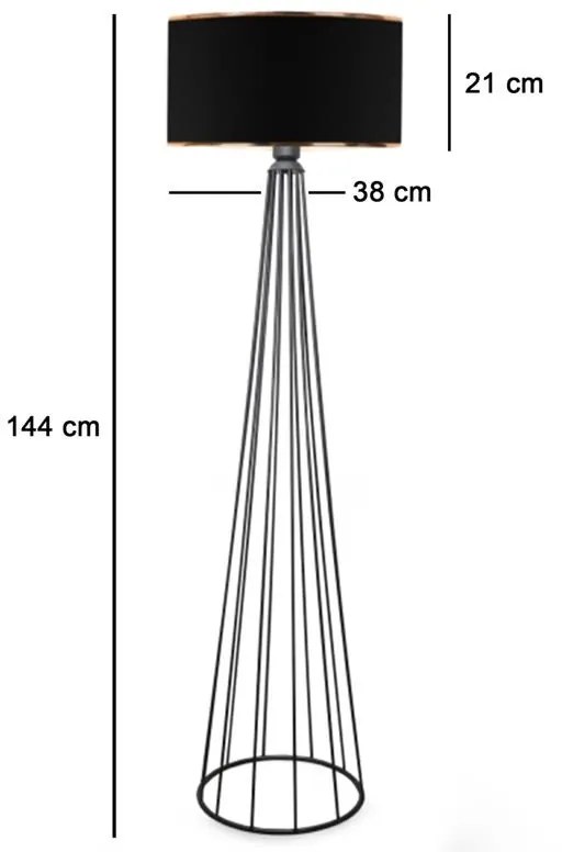 Φωτιστικό δαπέδου Firdo I Ε27 ύφασμα-μέταλλο μαύρο Φ38x121εκ