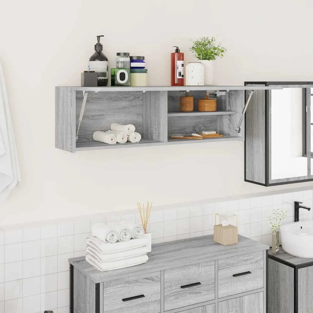 vidaXL Ντουλάπι τοίχου μπάνιου Γκρι Sonoma 100x25x30 cm