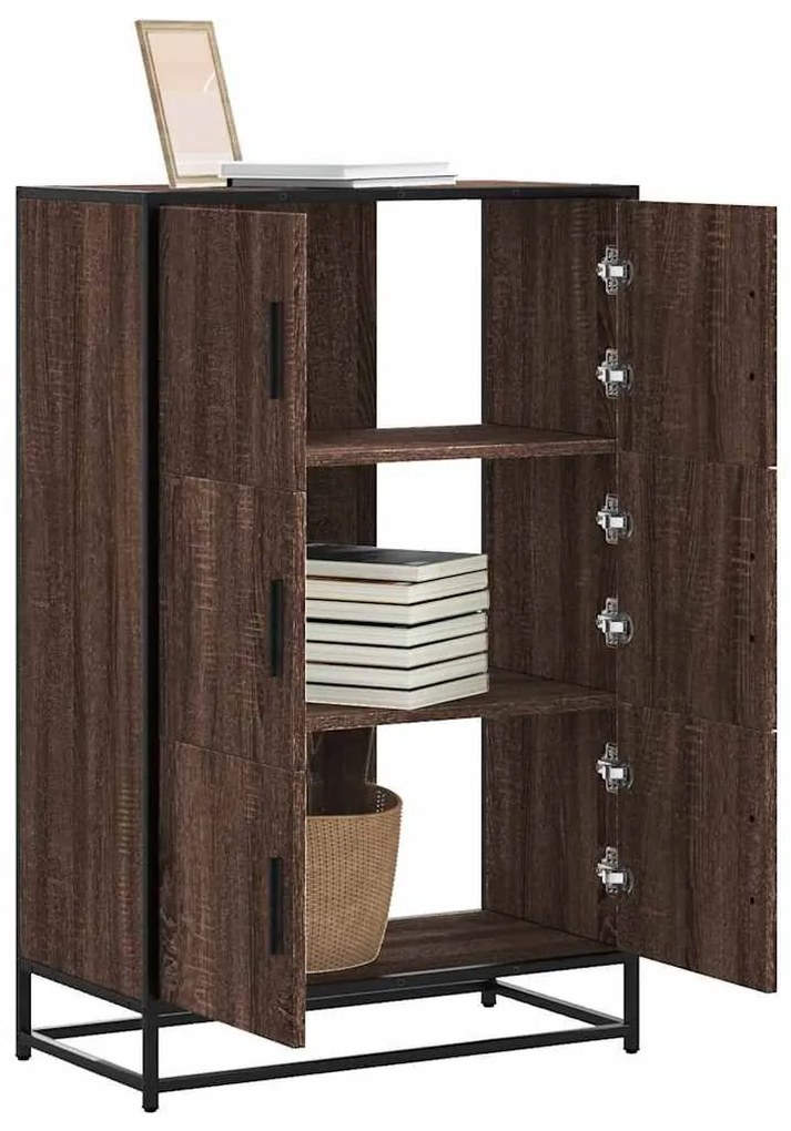 Highboard καφέ δρυς Κατασκευασμένο ξύλο και μέταλλο - Καφέ