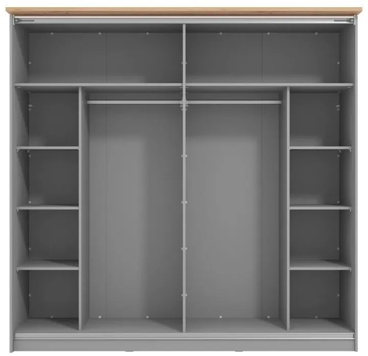 Ντουλάπα Valencia με Καθρέφτη 220 Γκρί - Artisan Oak - Γκρί Μάτ 220x62.5x214 εκ. 220x62.5x214 εκ.