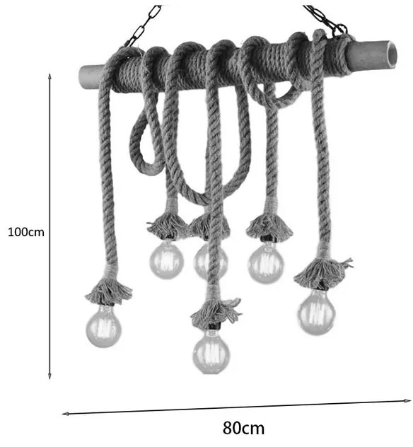 Φωτιστικό οροφής Ropily ΙI pakoworld φυσικό μέταλλο-σχοινί 80x100εκ