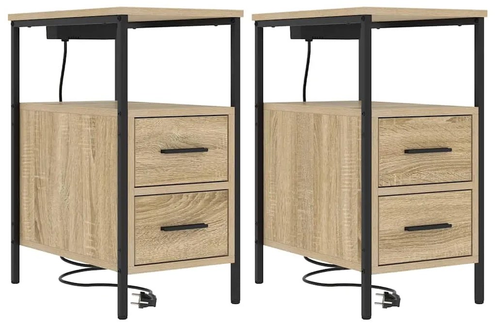 vidaXL Κουτιά Κρεβατοκάμαρας 2 pcs Sonoma Δρυς 30 x 48 x 61 εκ