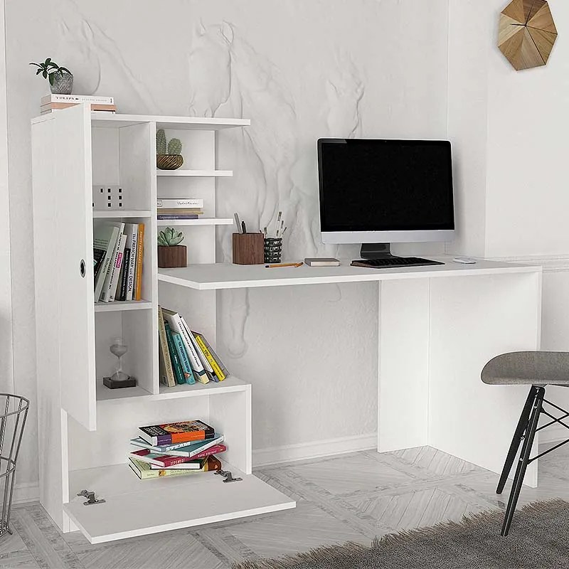 ΓΡΑΦΕΙΟ ΕΡΓΑΣΙΑΣ DOMINGO MEGAPAP ΧΡΩΜΑ ΛΕΥΚΟ 149,5X60X120ΕΚ.