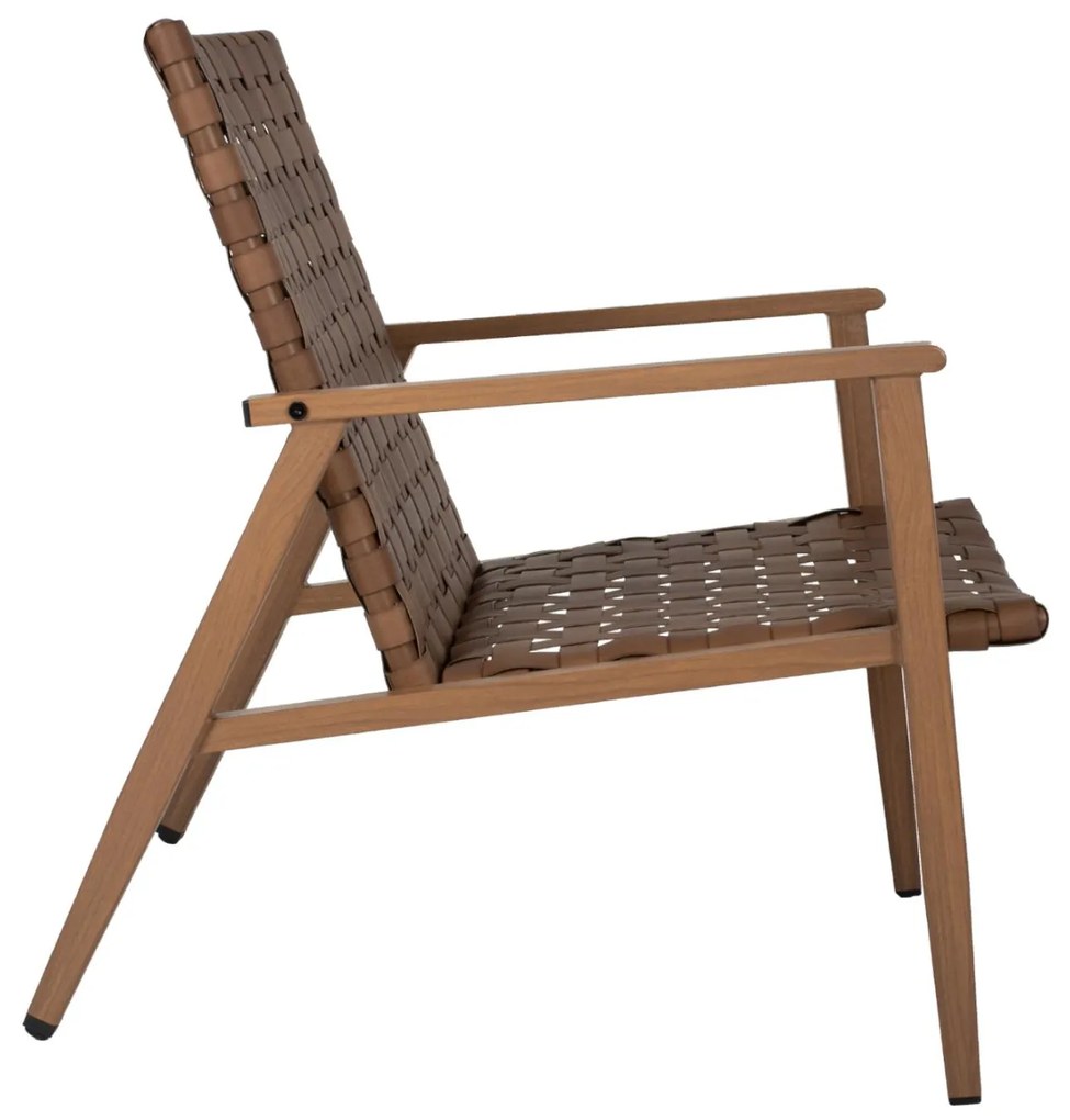 Πολυθρόνα FELIPE C5868.01 Μεταλλική Όψη Ξύλου με Rattan Δερμάτινη Όψη 63,5x75,5x77εκ. 63.5x75.5x77 εκ.