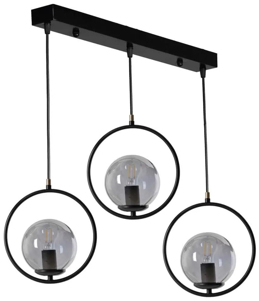 Φωτιστικό Οροφής - Ράγα Ring 846STL2843 55x30x70cm 3xE27 40W Black Opviq