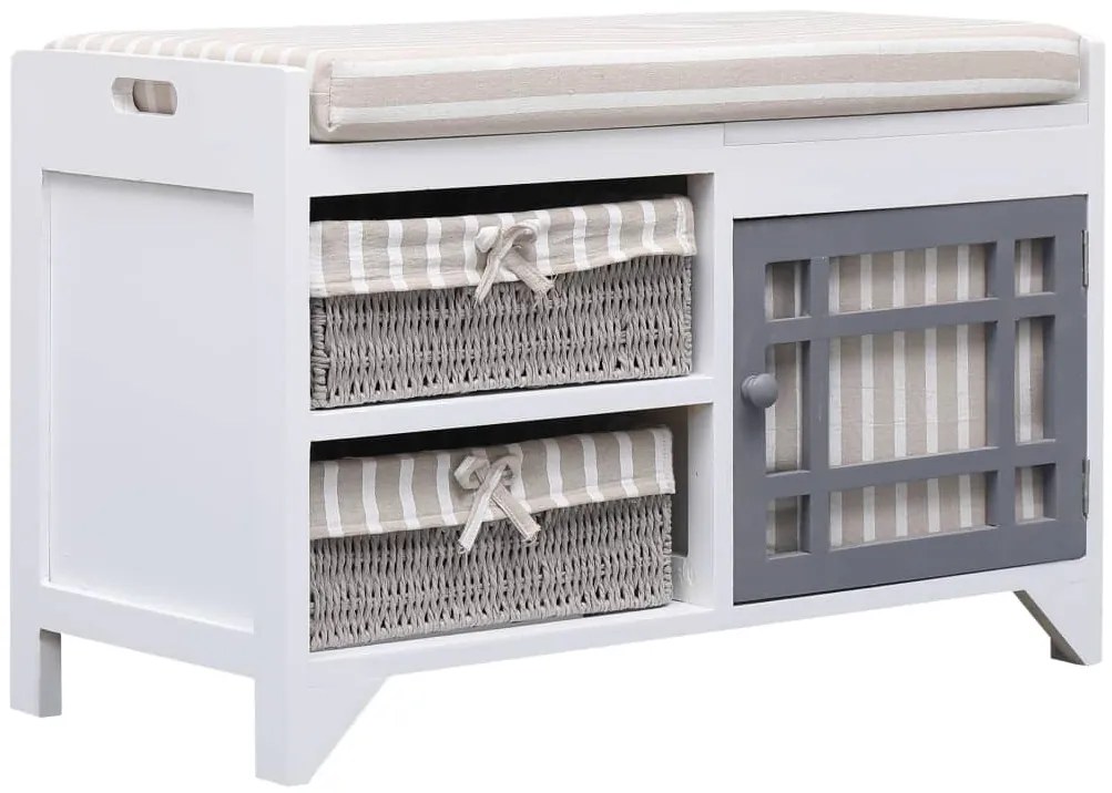 vidaXL Πάγκος Χολ Λευκός 70 x 33,5 x 45 εκ. από Ξύλο Παυλώνιας