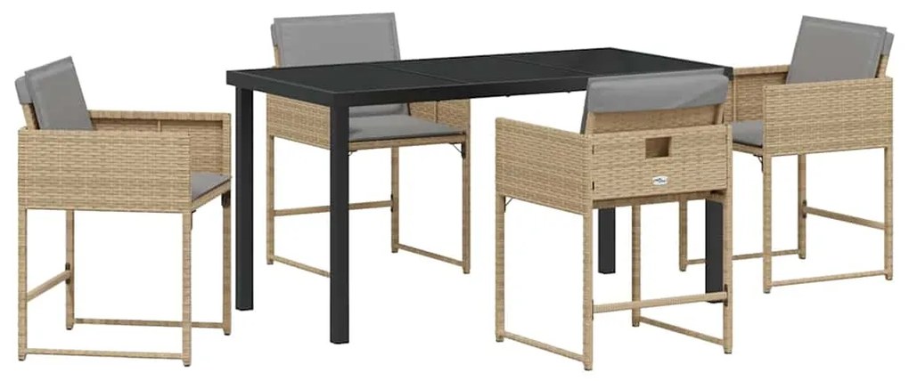 vidaXL Σέτ φαγητού για κήπο 5 pcs Μπεζ συνθετικό ρατάν