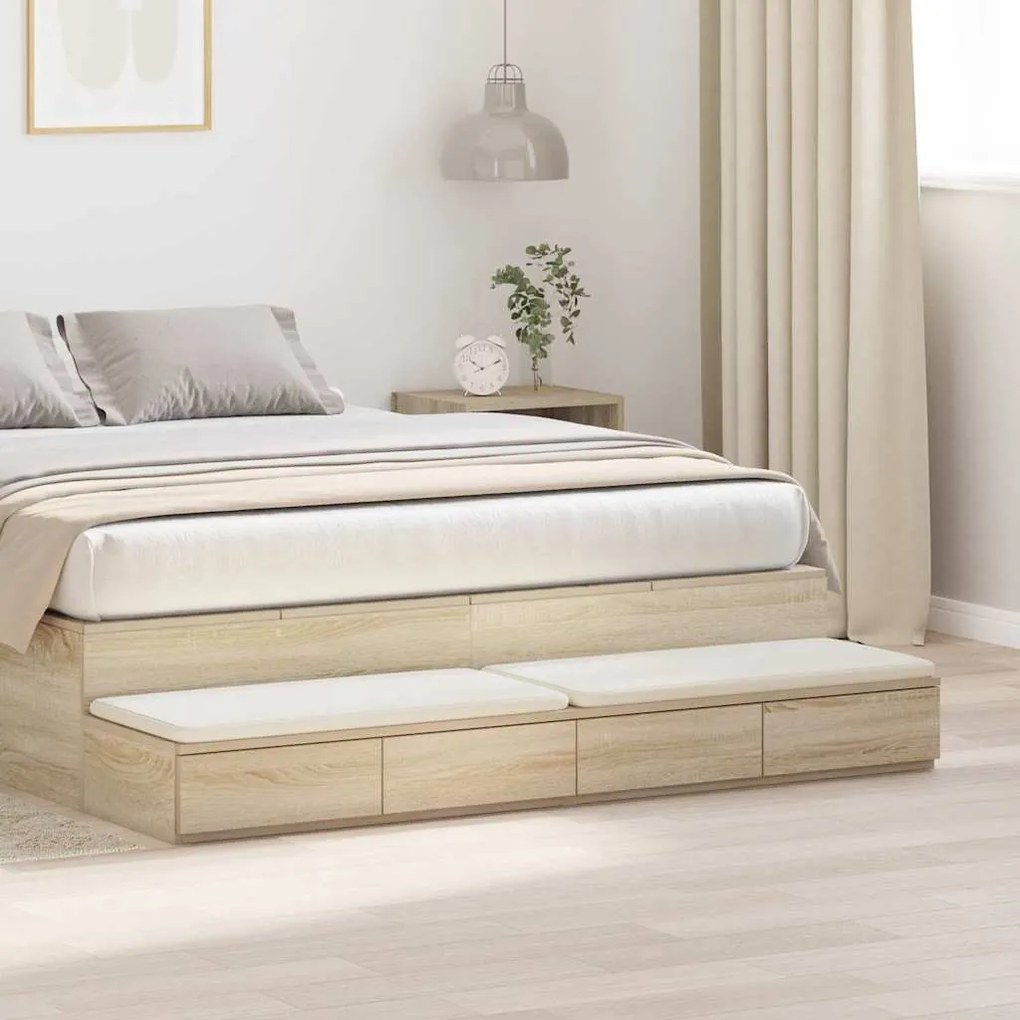 vidaXL Συρτάρια κρεβατιού με συρτάρι Sonoma Δρυς 160 x 36.5 x 16.5 εκ