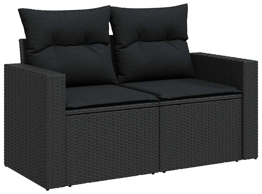 vidaXL Σετ Καναπέ Κήπου Ρυθμιζόμενο ύψος 9 pcs Μαύρο συνθετικό ρατάν