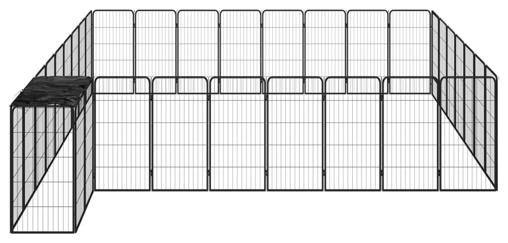 vidaXL Κλουβί Σκύλου 34 Πάνελ Μαύρο 50x100 εκ. Ατσάλι με Βαφή Πούδρας