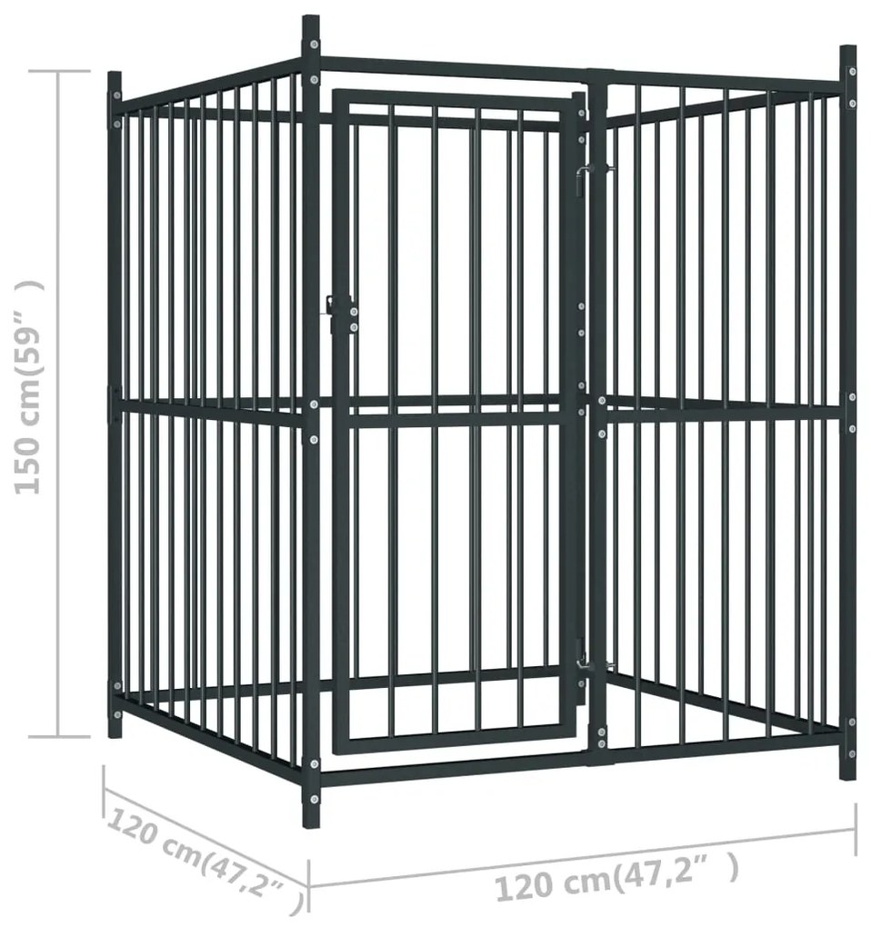 vidaXL Κλουβί Σκύλου Εξωτερικού Χώρου 120 x 120 x 150 εκ. με Στέγαστρο