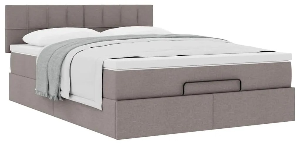 vidaXL Οθωμανικό κρεβάτι με στρώμα Taupe 140x200cm ύφασμα