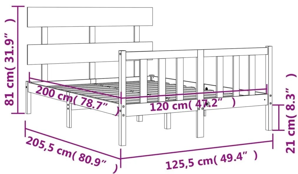 Σκελετός Κρεβατιού Χωρίς Στρώμα 120x200 εκ Μασίφ Ξύλο Πεύκου - Καφέ