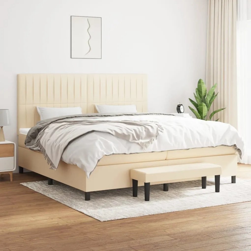 ΚΡΕΒΑΤΙ BOXSPRING ΜΕ ΣΤΡΩΜΑ ΚΡΕΜ 200X200 ΕΚ. ΥΦΑΣΜΑΤΙΝΟ 3136786