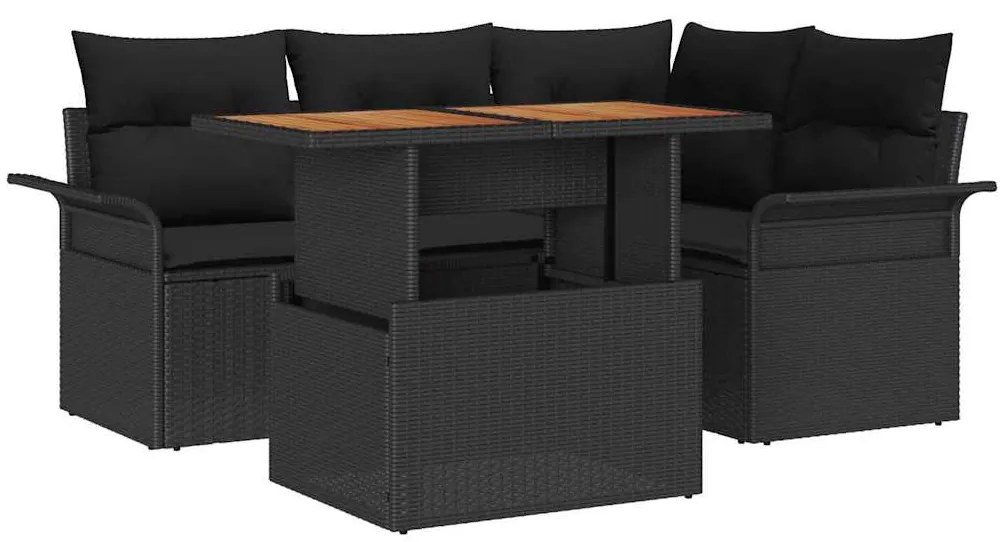 vidaXL Σετ Καναπέ Κήπου με μαξιλάρι 5 pcs Μαύρο 100 x 55 x 73 εκ