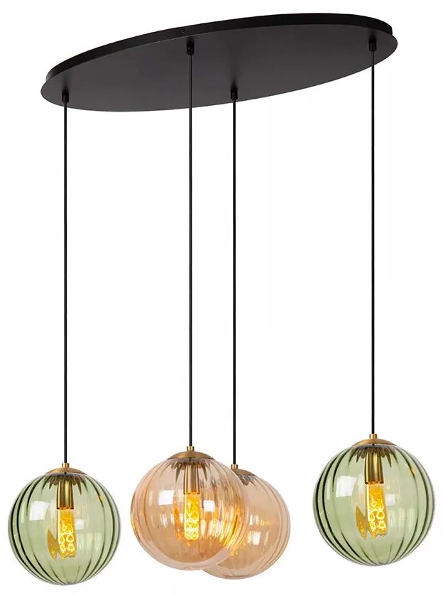 Φωτιστικό Κρεμαστό Lucide 45493-04-33 MONSARAZ Πράσινο (Green)|Μελί (Amber)