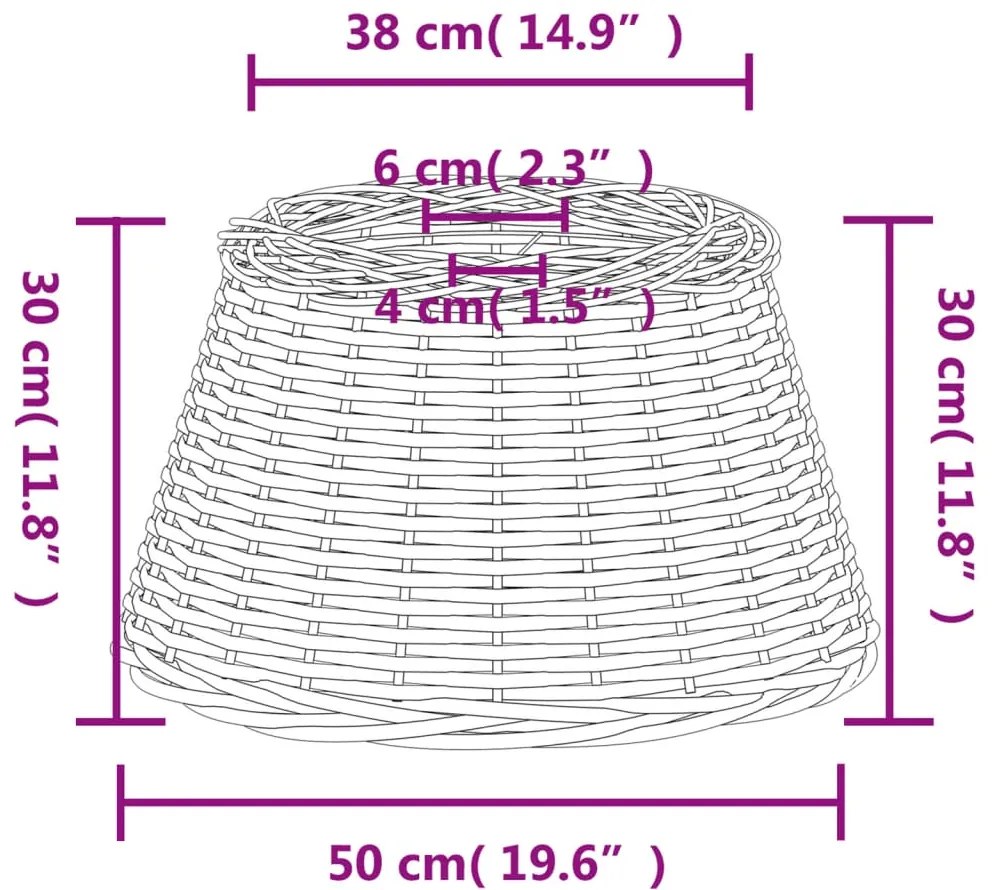 vidaXL Καπέλο Φωτιστικού Οροφής Καφέ Ø50x30 εκ. από Wicker