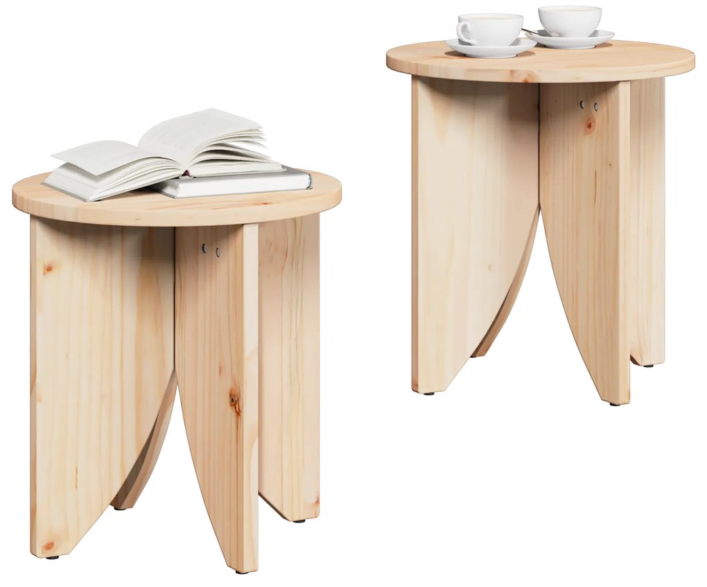 vidaXL Τραπεζάκι σαλονιού 2 pcs Φυσικό 41.5 x 41.5 x 44 cm