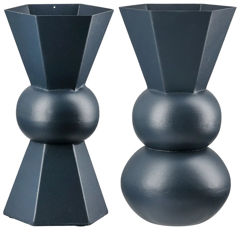 Βάζο "Metallo" Μέταλλο Dark Μπλε PU Pcs. Assorted 9x9x20cm