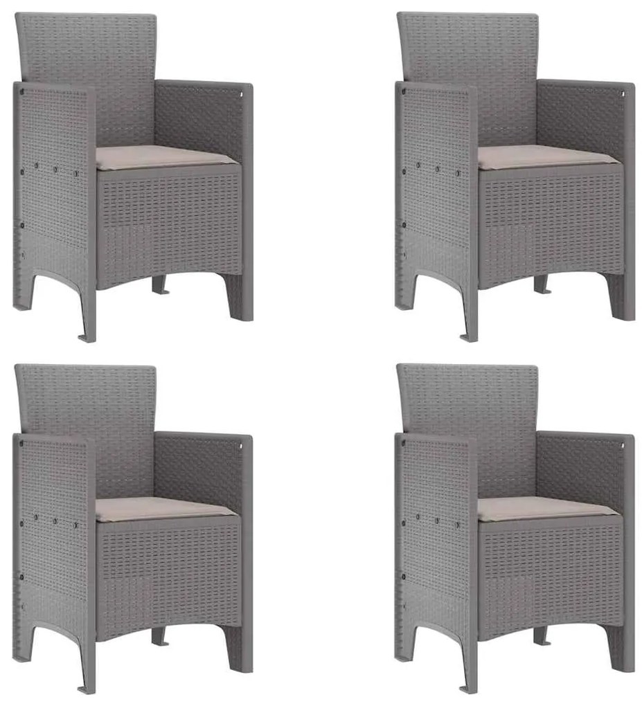 vidaXL Καρέκλα Κήπου 4 pcs Ανοιχτό γκρι 53 x 49 x 85 εκ. PP
