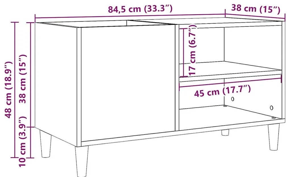 ντουλάπι δίσκων  Δρυς τεχνίτης 84,5x38x48 cm Κατασκευασμένο ξύλο 857164