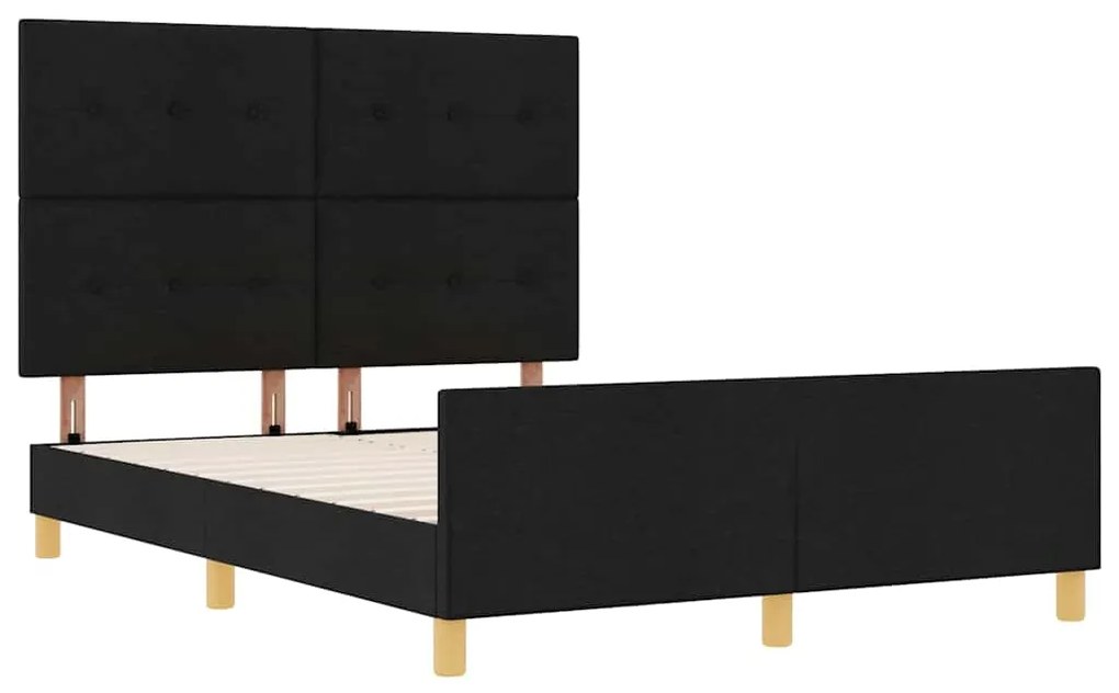 vidaXL Σκελετός Κρεβατιού με κεφαλάρι Μαύρο 140 x 190 cm ύφασμα
